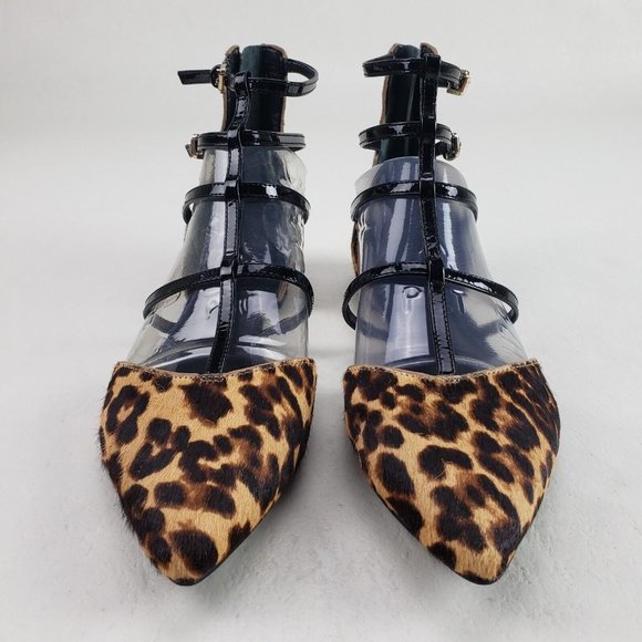 Marc Fisher Scoutly Cage Calf Hair Flats Womens 7.5 Leopard Print Pointed Toe - Picture 5 of 12